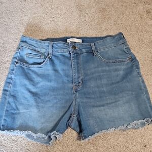 Nine West Blue Jean Shorts with Frayed Hem